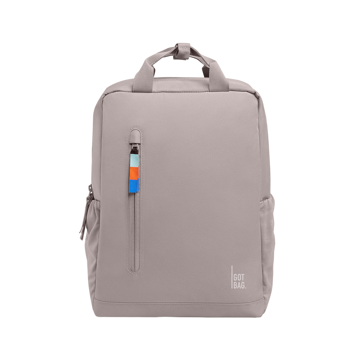 DAYPACK 2.0 backpack in seahorse (Gray Pastel Pink), studio shot, front view.