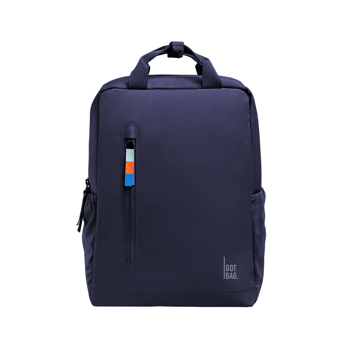 DAYPACK backpack in tide (Deep Dark Blue with a Purple Undertone), studio shot, front view.