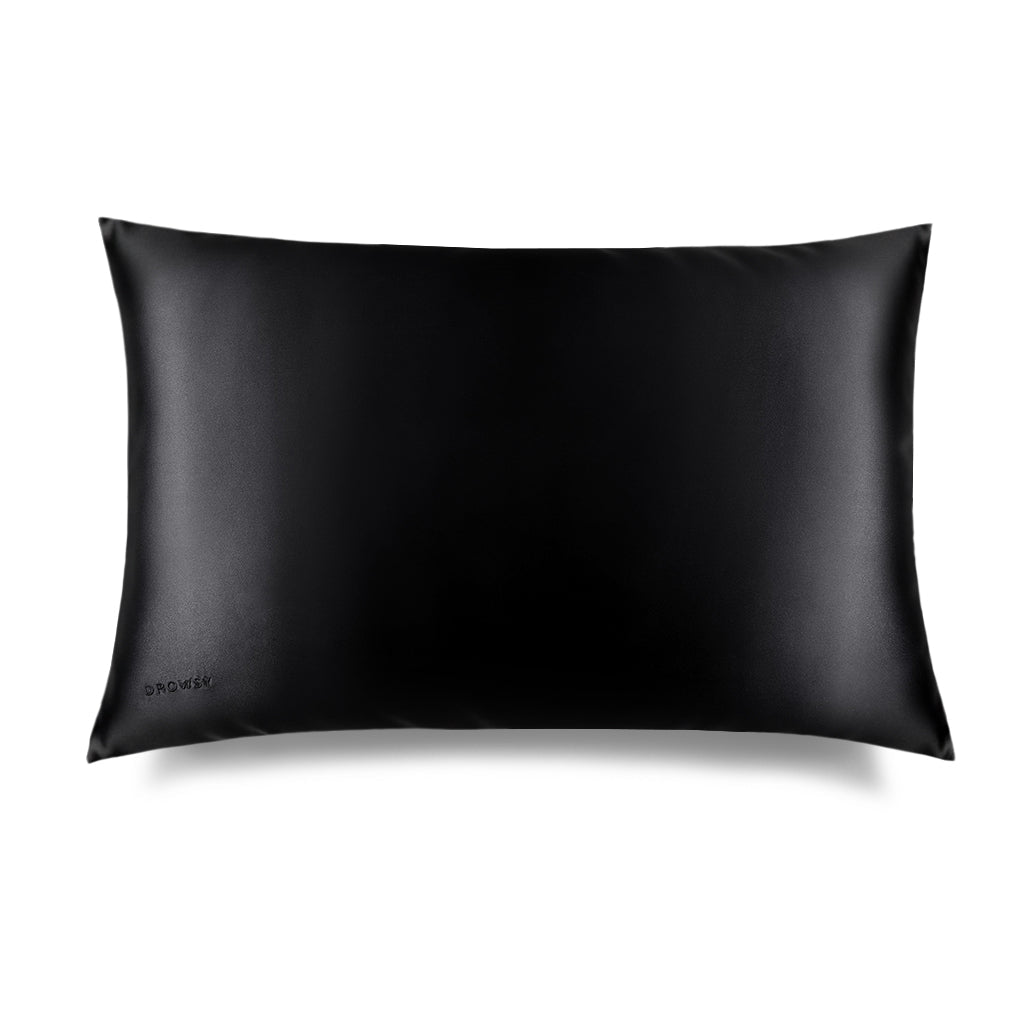 Black Silk Drowsy Pillowcase on white background