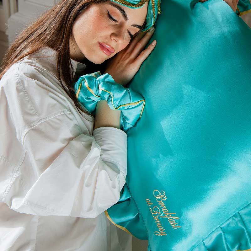Breakfast at Drowsy - Turquoise Pillowcase