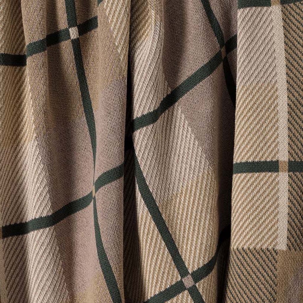 In2Green Eco Throw Cotton Sustainable Knit Stripe Throw Blanket - Equestrian Barn Plaid