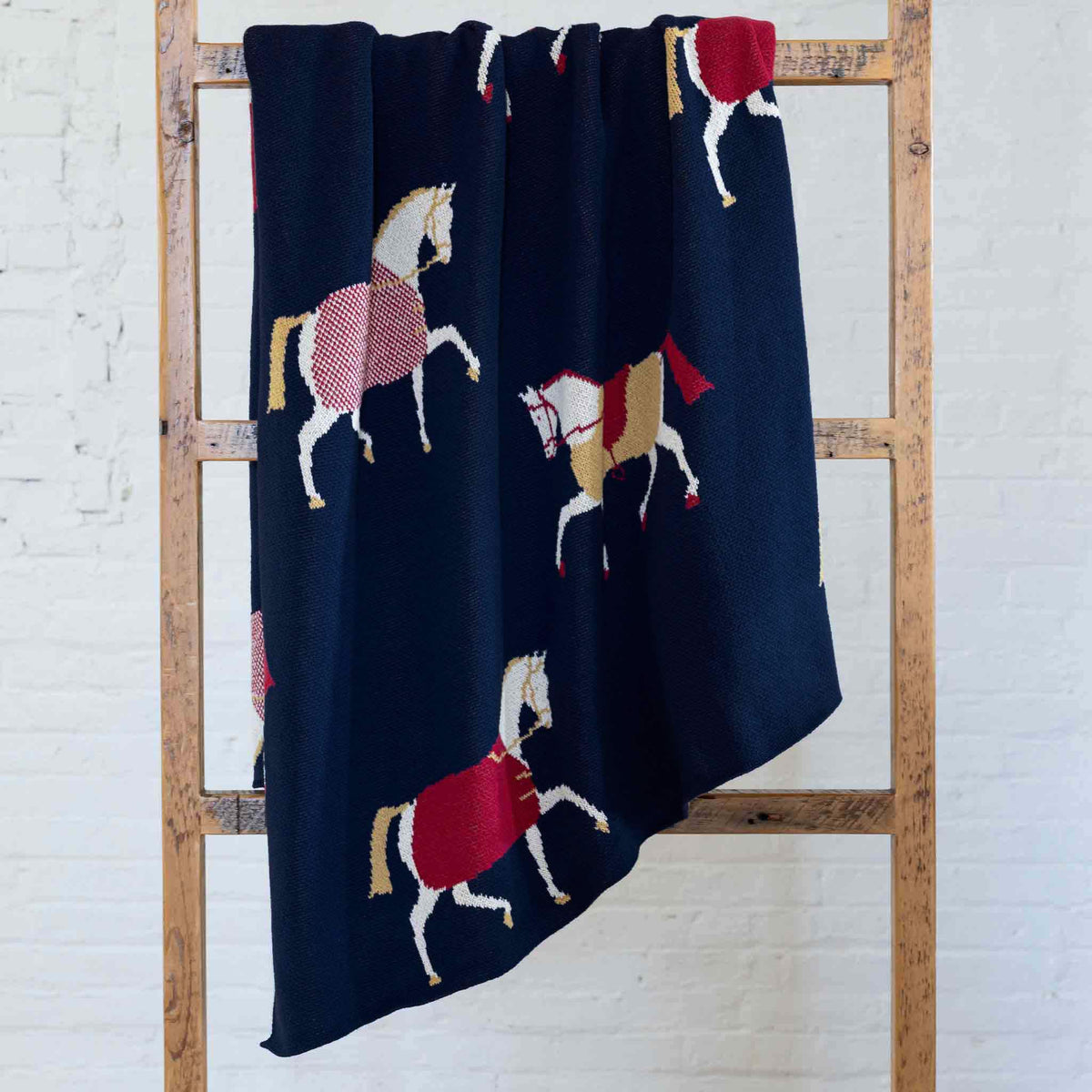 in2green Eco Throw Equestrian Cavalcade - Cotton Sustainable Knit Traditional Throw Blanket 601570195105 BL01ECC1
