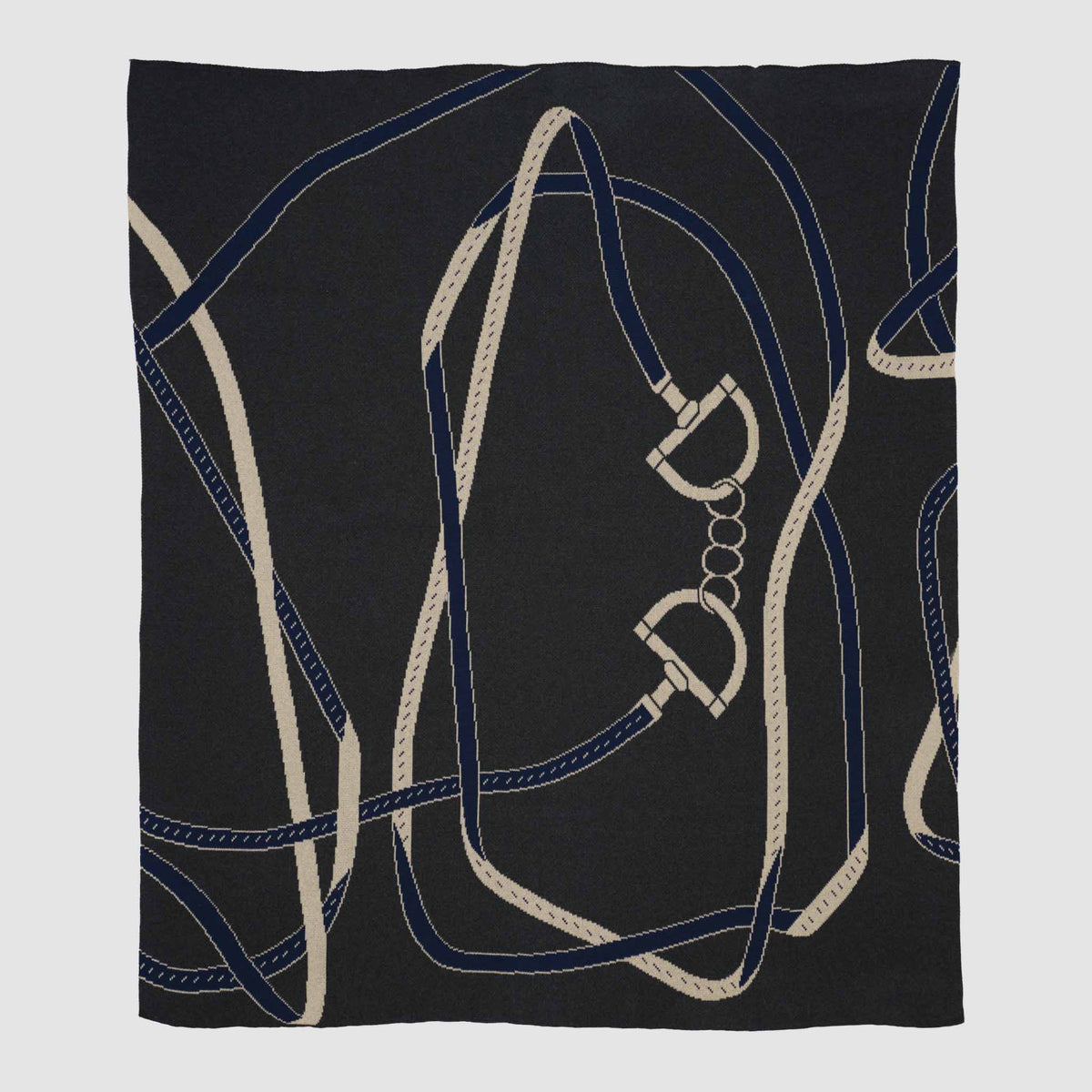 In2Green Eco Throw Cotton Sustainable Knit Patterned Throw Blanket - Equestrian Tack 601570193880 BL01ETK1