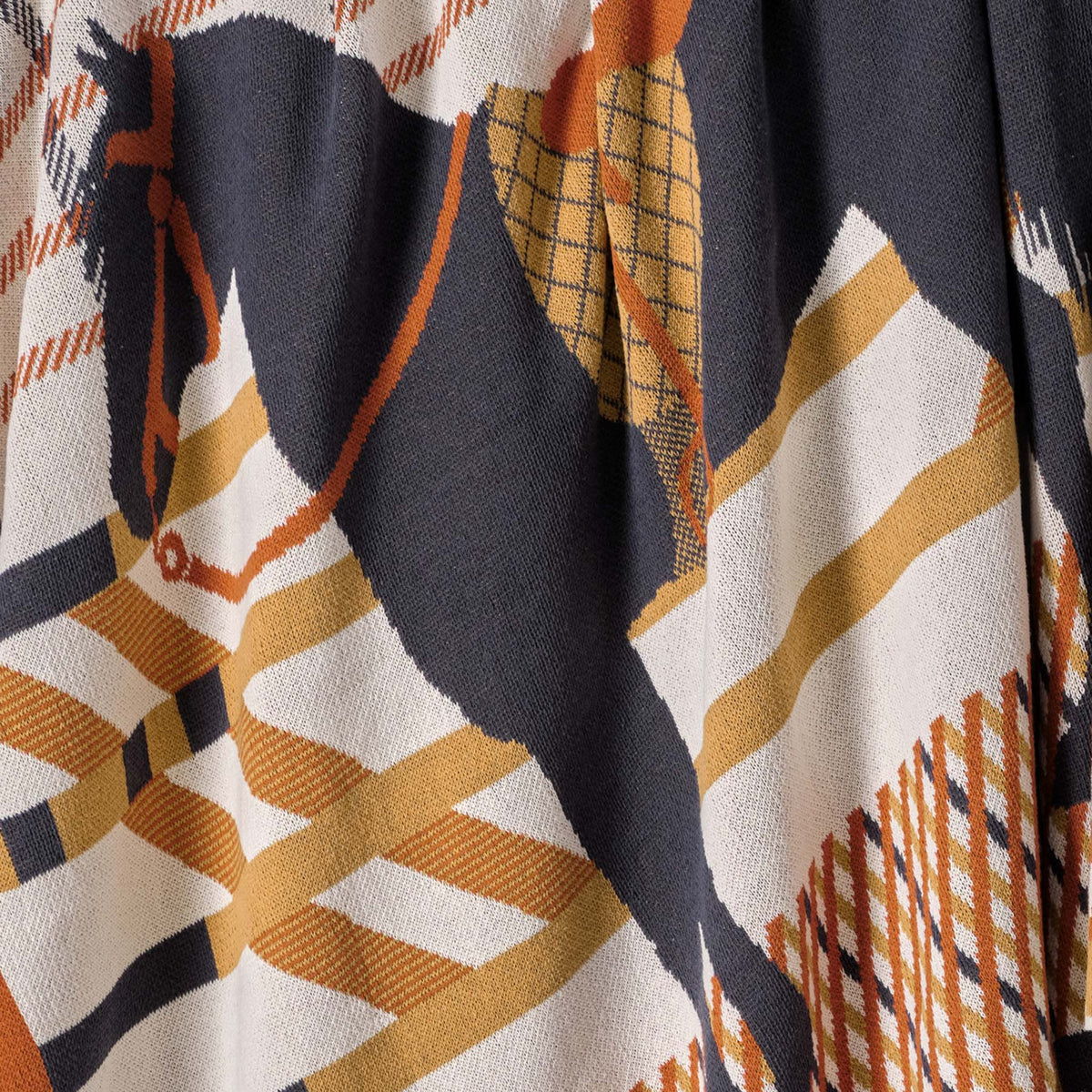In2Green Eco Throw Cotton Sustainable Knit Patterned | Stripes Throw Blanket - Equestrian Cheval