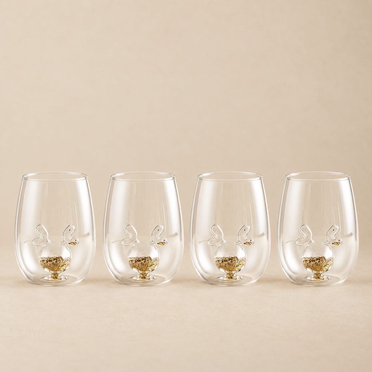 Jeanne Fitz Glitter Reindeer Stemless Wine Glass. Set of 4