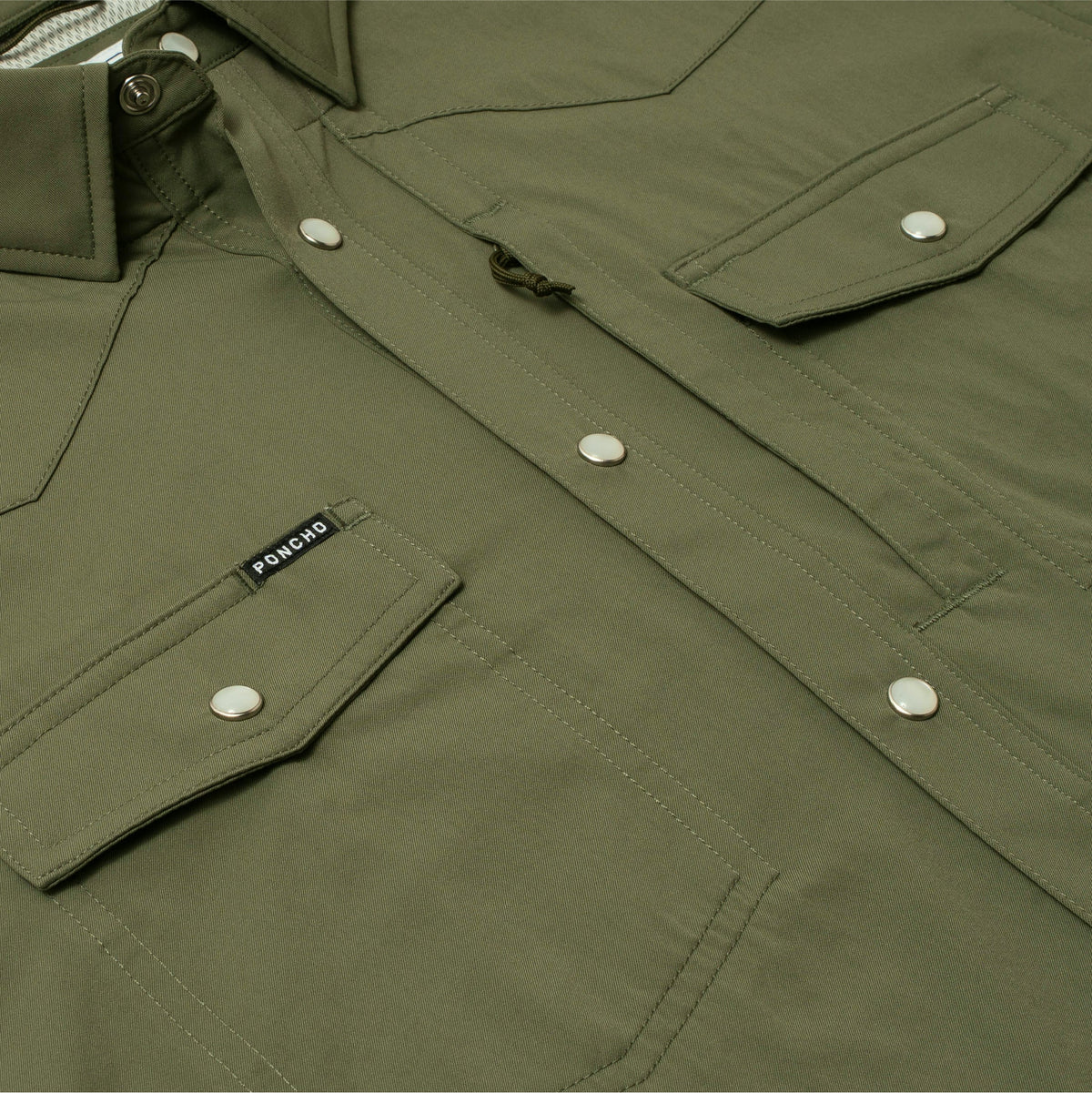 flyover photo of green pearl snap shirt