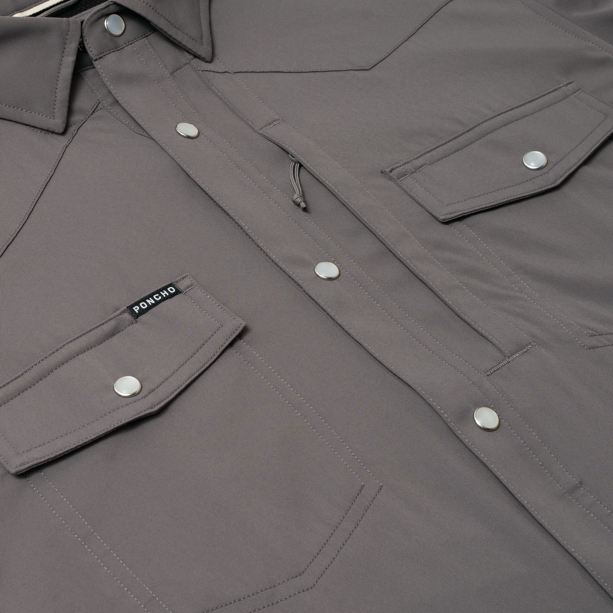 flyover detail photo of dark grey shirt