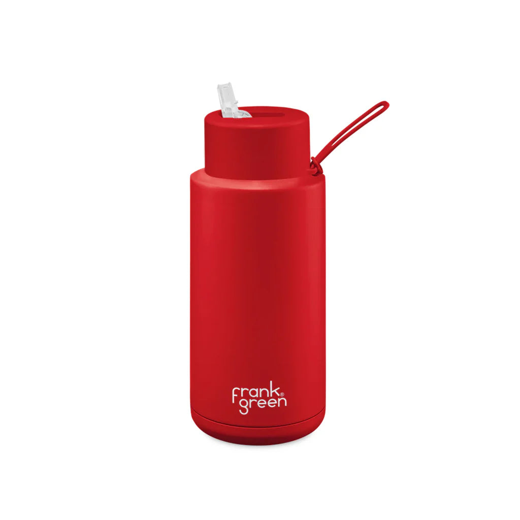 Ceramic Reusable Bottle - Flip Straw Lid