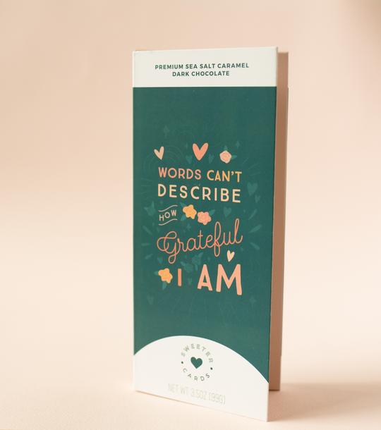 WORDS CAN&#39;T DESCRIBE HOW GRATEFUL I AM Chocolate-Filled Card
