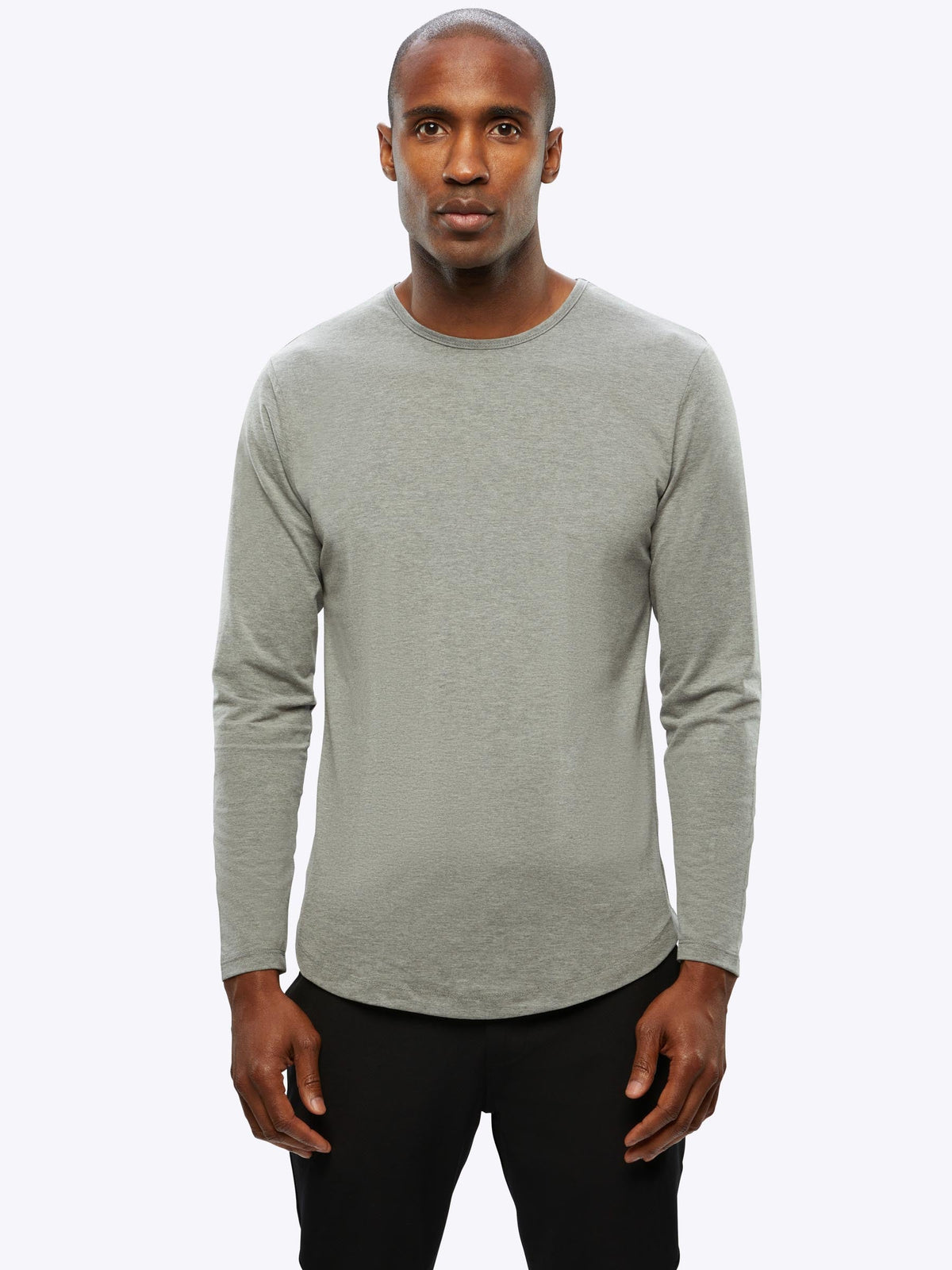 AO Long Sleeve Curve-Hem Tee | Heather Grey Signature-fit PYCA Pro®