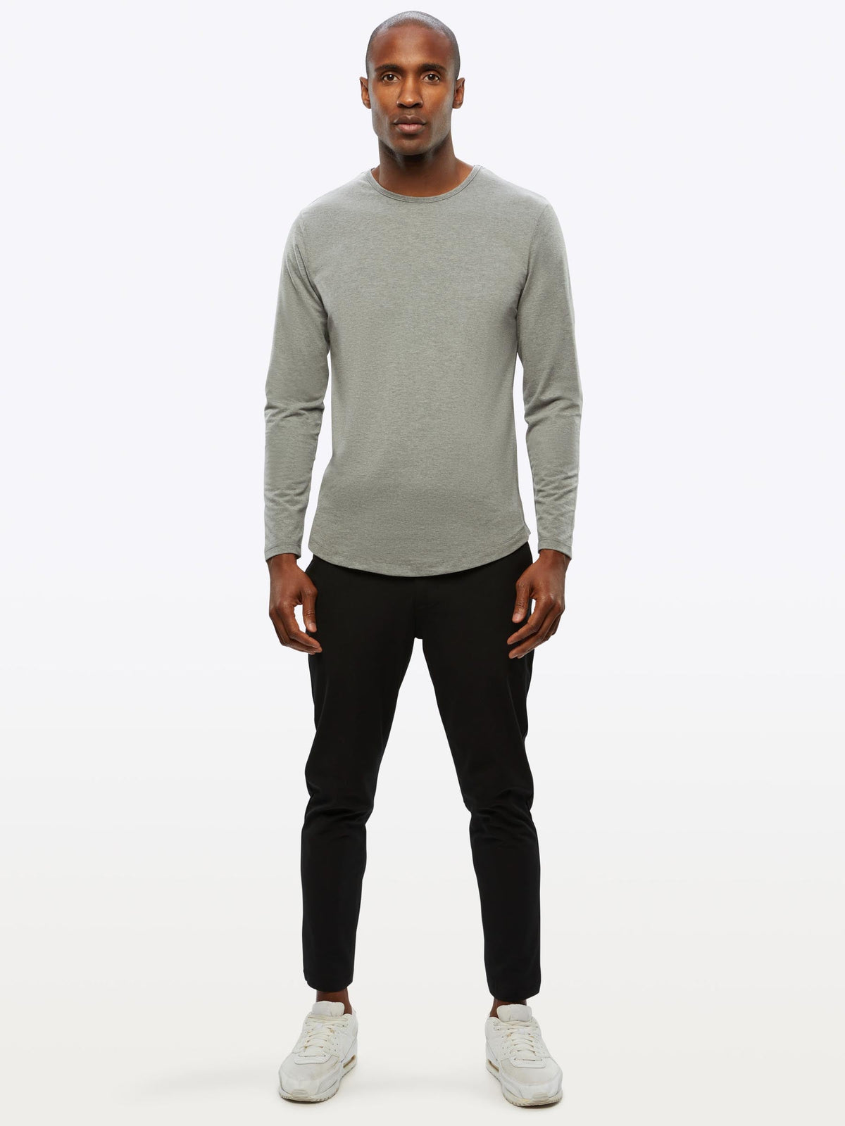 AO Long Sleeve Curve-Hem Tee | Heather Grey Signature-fit PYCA Pro®
