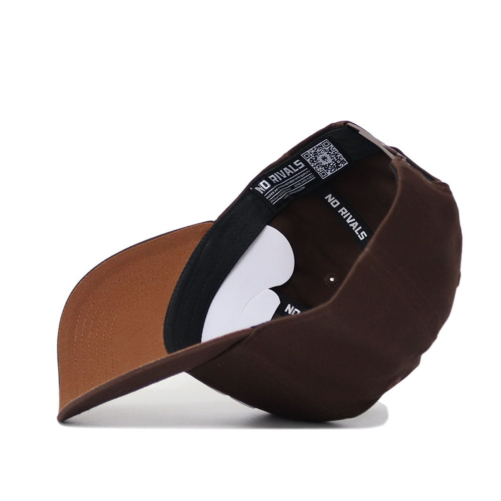 The Clemson Americano Hat is shown upside down, displaying its curved brim and black inner lining with "NO RIVALS" in white text. Made from high-quality cotton for lasting comfort and durability.