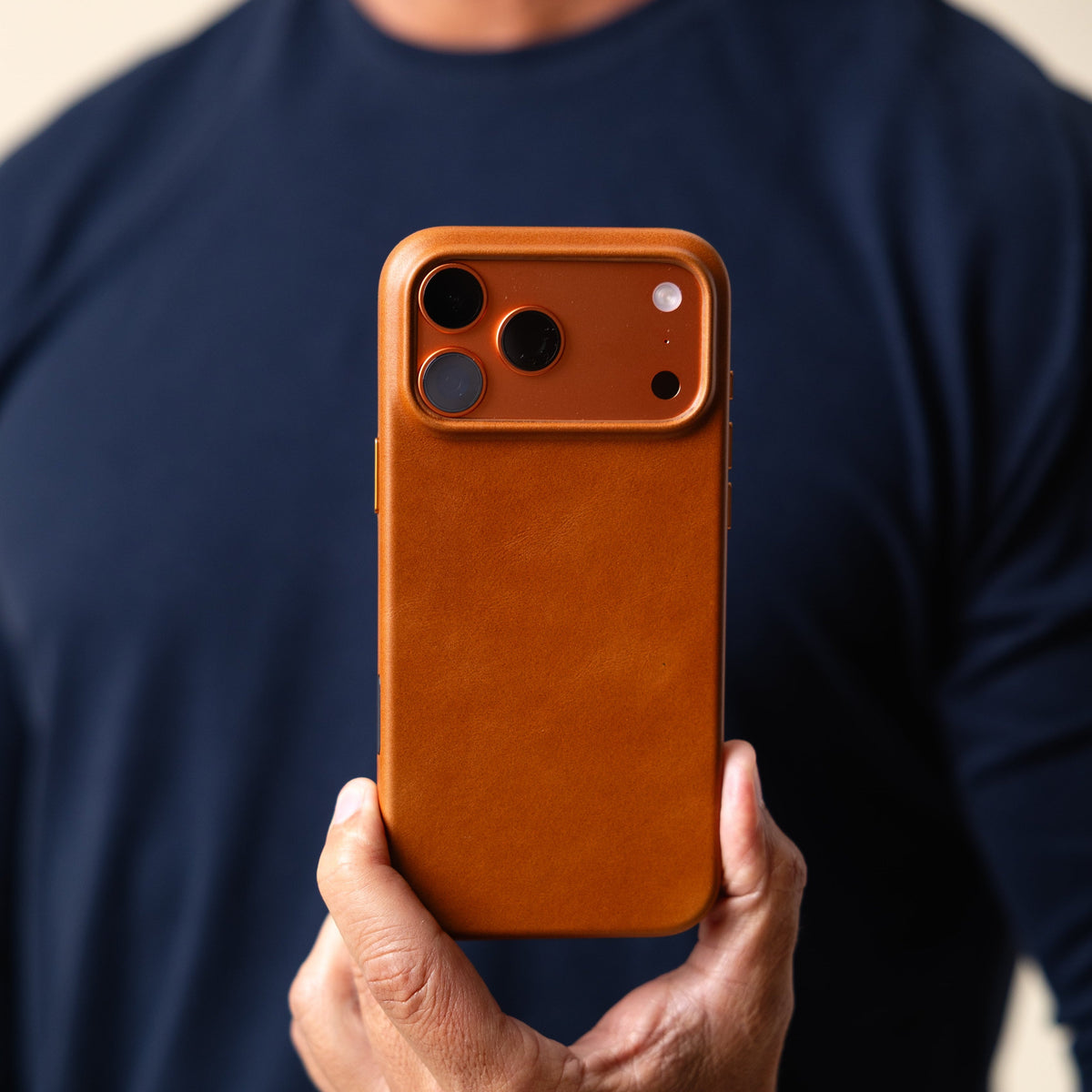 The Minimalist Full-Grain Leather iPhone 17 Pro Max MagSafe Case - Saddle Tan