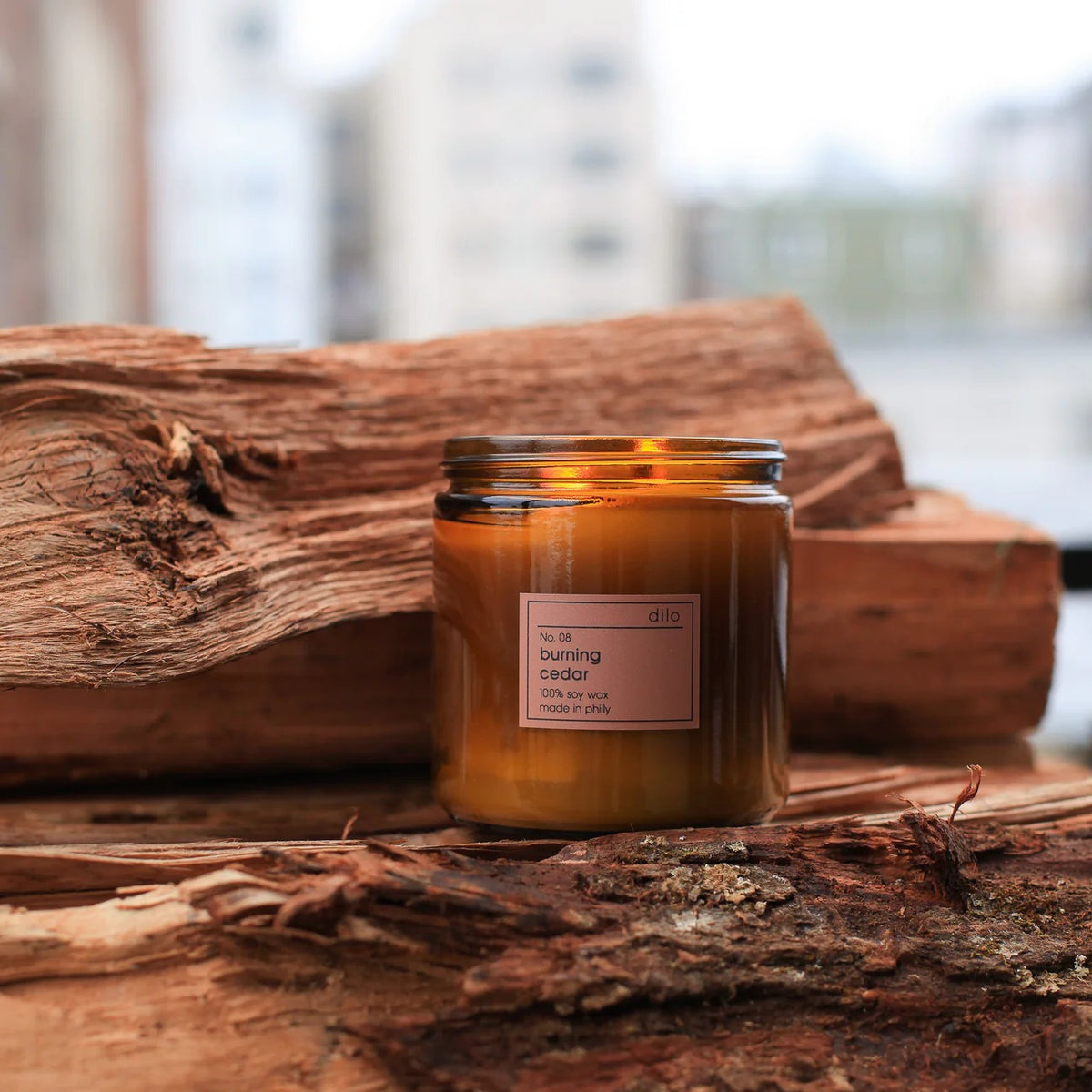 No. 08 Burning Cedar - Amber Glass Collection