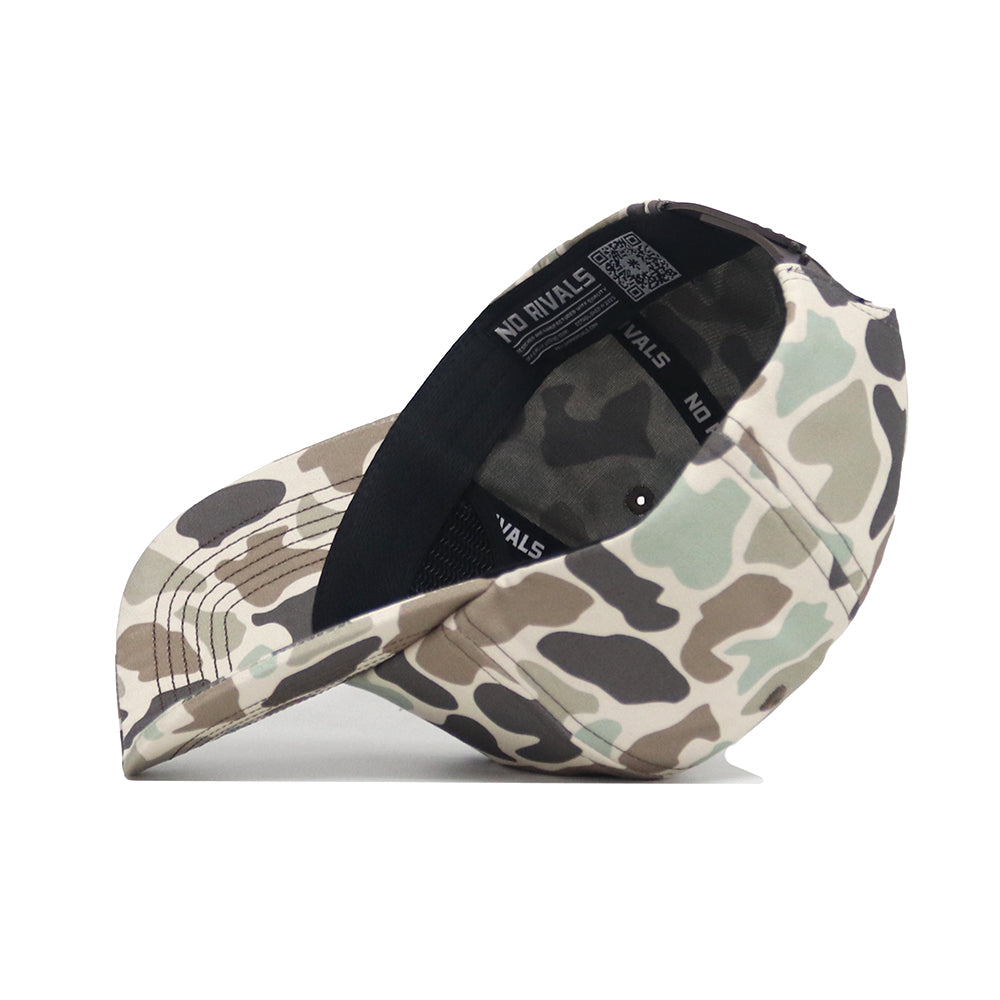 An Arizona State Huntsman Hat by No Rivals is shown tilted sideways, revealing its interior black sweatband and the NO RIVALS branding printed inside.