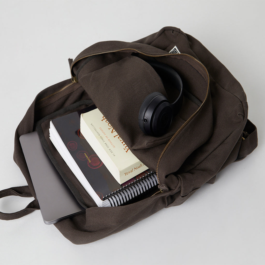 canvas backpack with laptop compartment#color_chestnut-brown