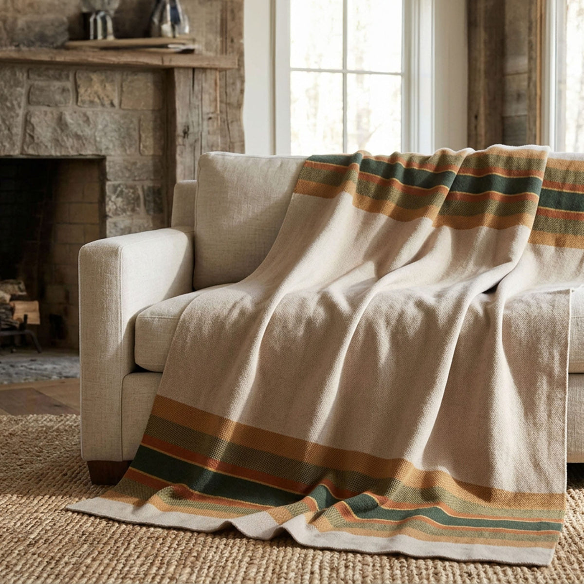 in2green Eco Throw Lodge Stripe - Cotton Sustainable Knit Throw Blanket