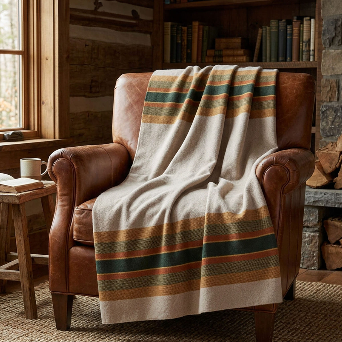 in2green Eco Throw Lodge Stripe - Cotton Sustainable Knit Throw Blanket