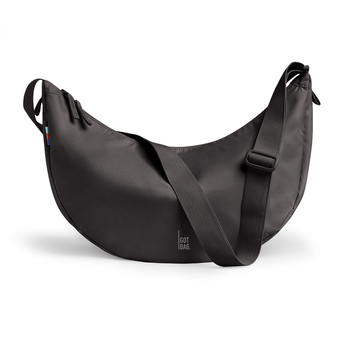 MOON BAG LARGE bag in mussel (Dark Brown-Gray), front view.