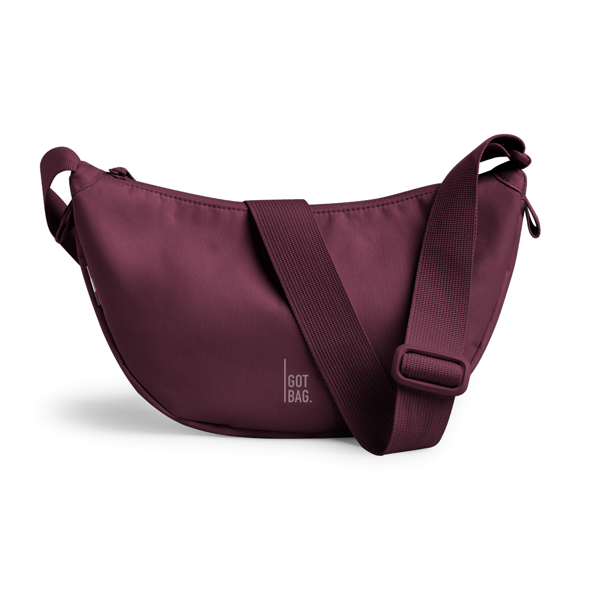 MOON BAG SMALL bag in kraken (Wine Red), front view.