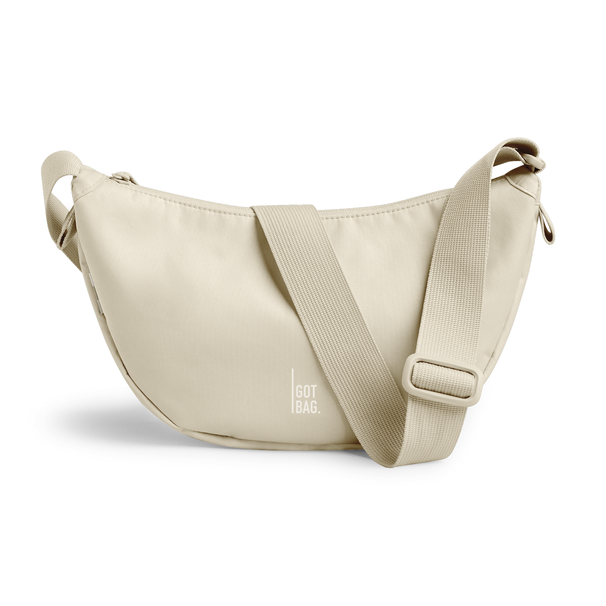 MOON BAG bag in salt (Warm Cream White), studio shot, front view.