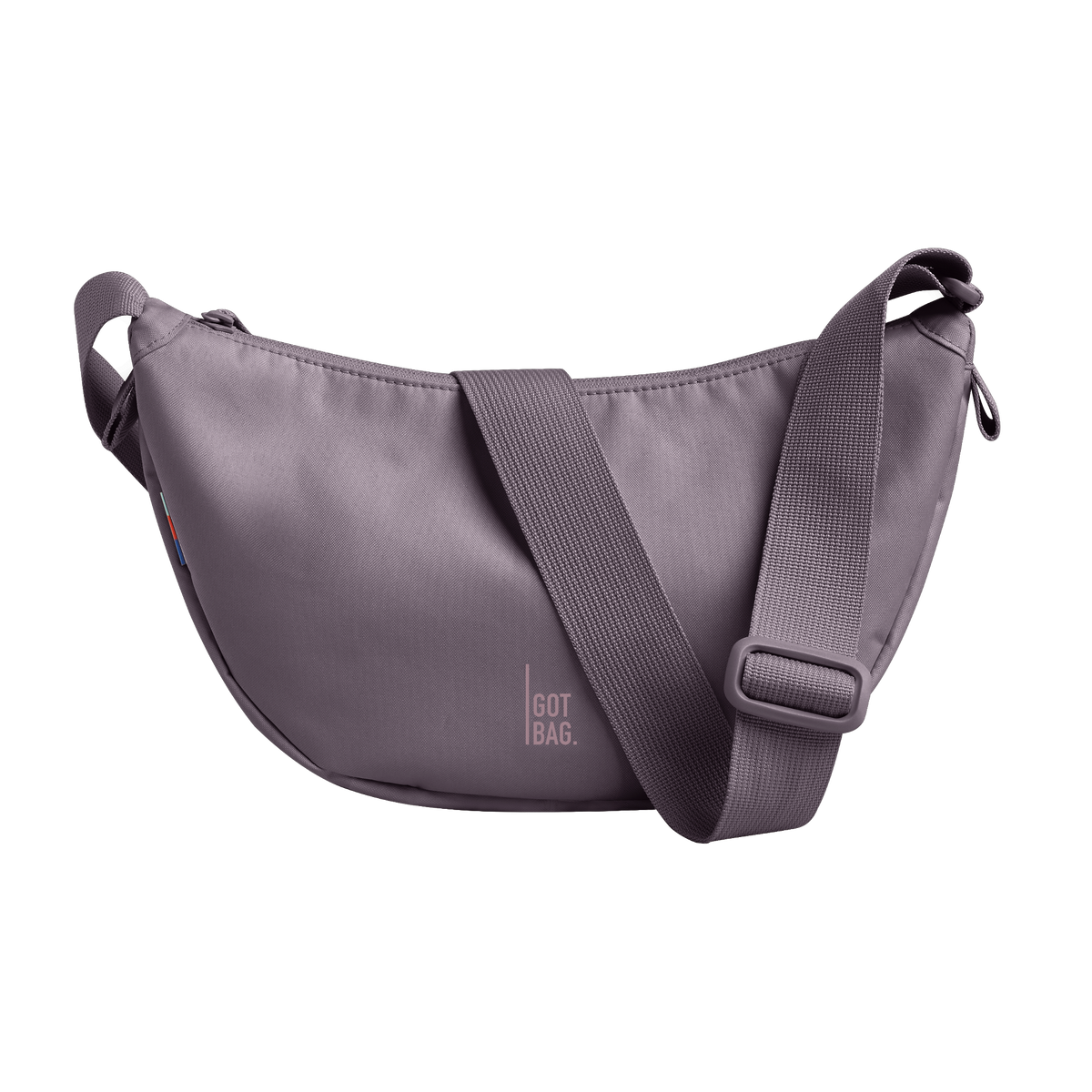 MOON BAG bag in sea urchin (Muted Purple with a Gray Undertone / Lavender), studio shot, front view.