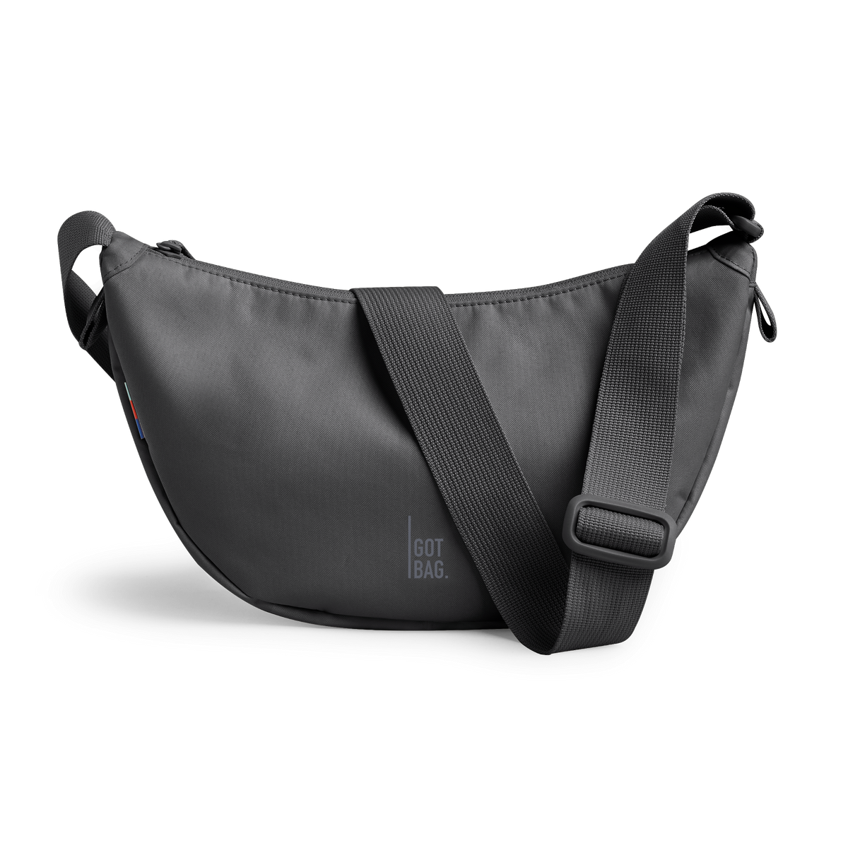 MOON BAG bag in shark (Dark Gray), studio shot, front view.