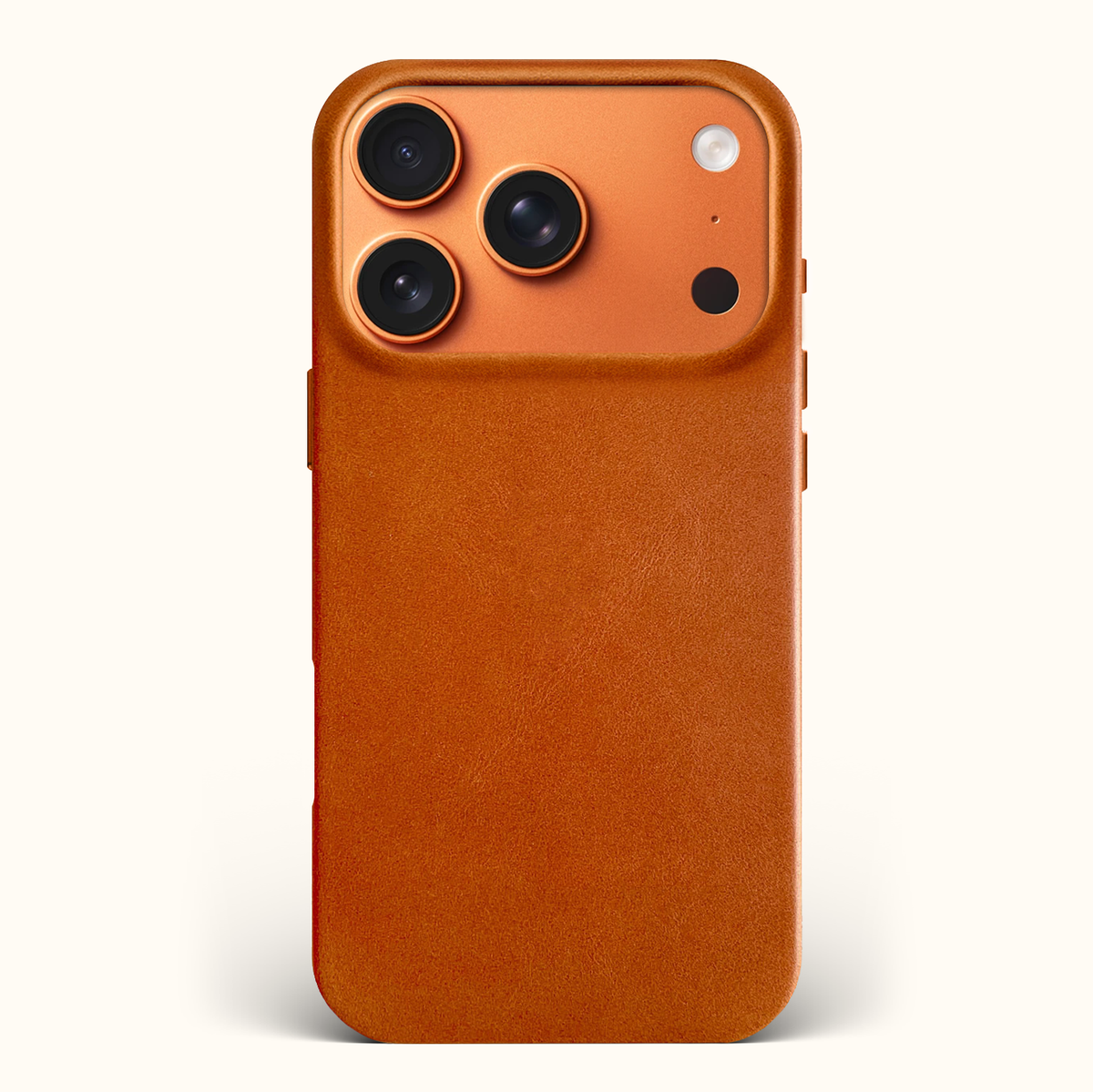The Minimalist Full-Grain Leather iPhone 17 Pro MagSafe Case - Saddle Tan