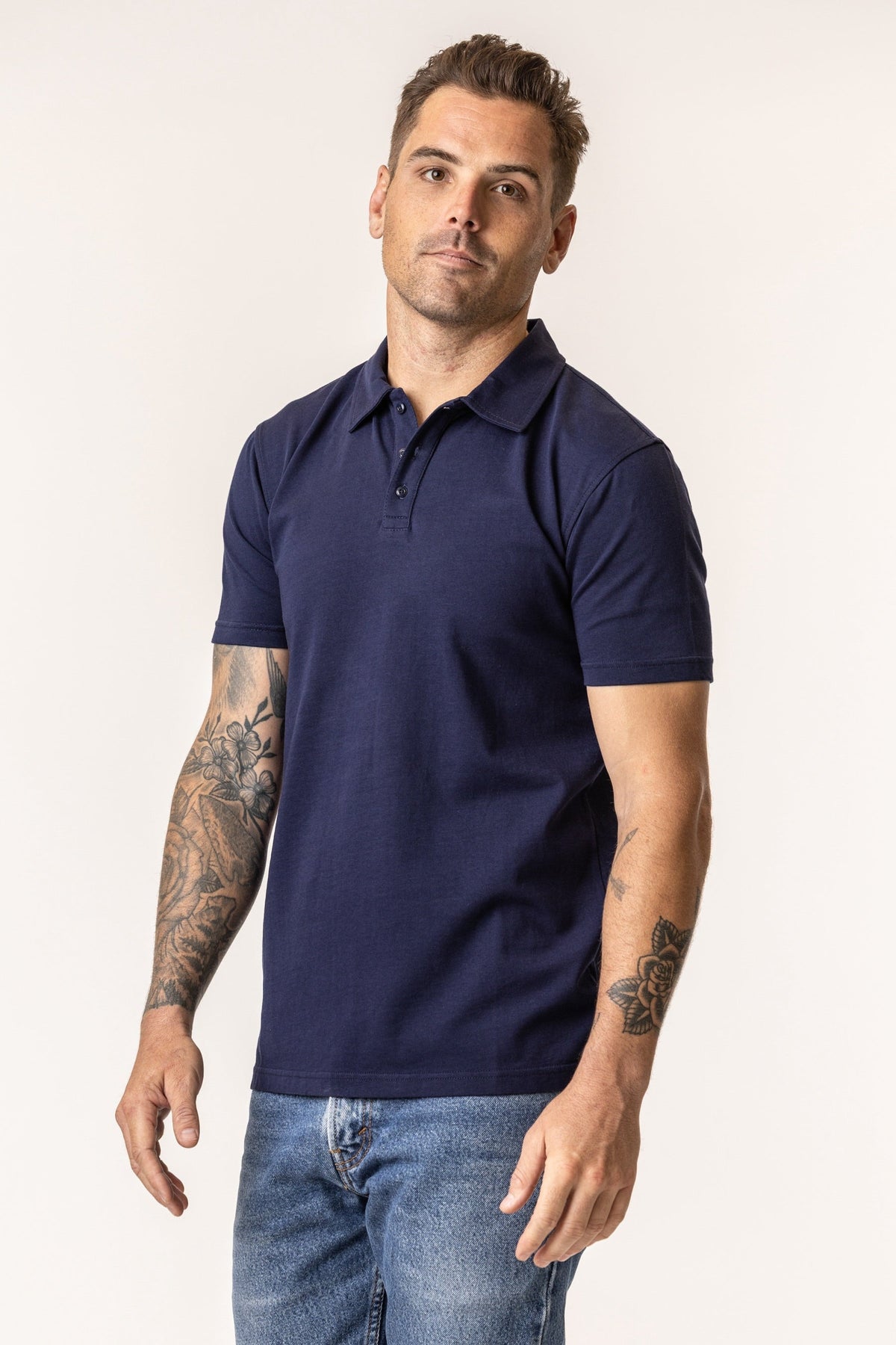 men's cotton polo shirts#color_navy-blue