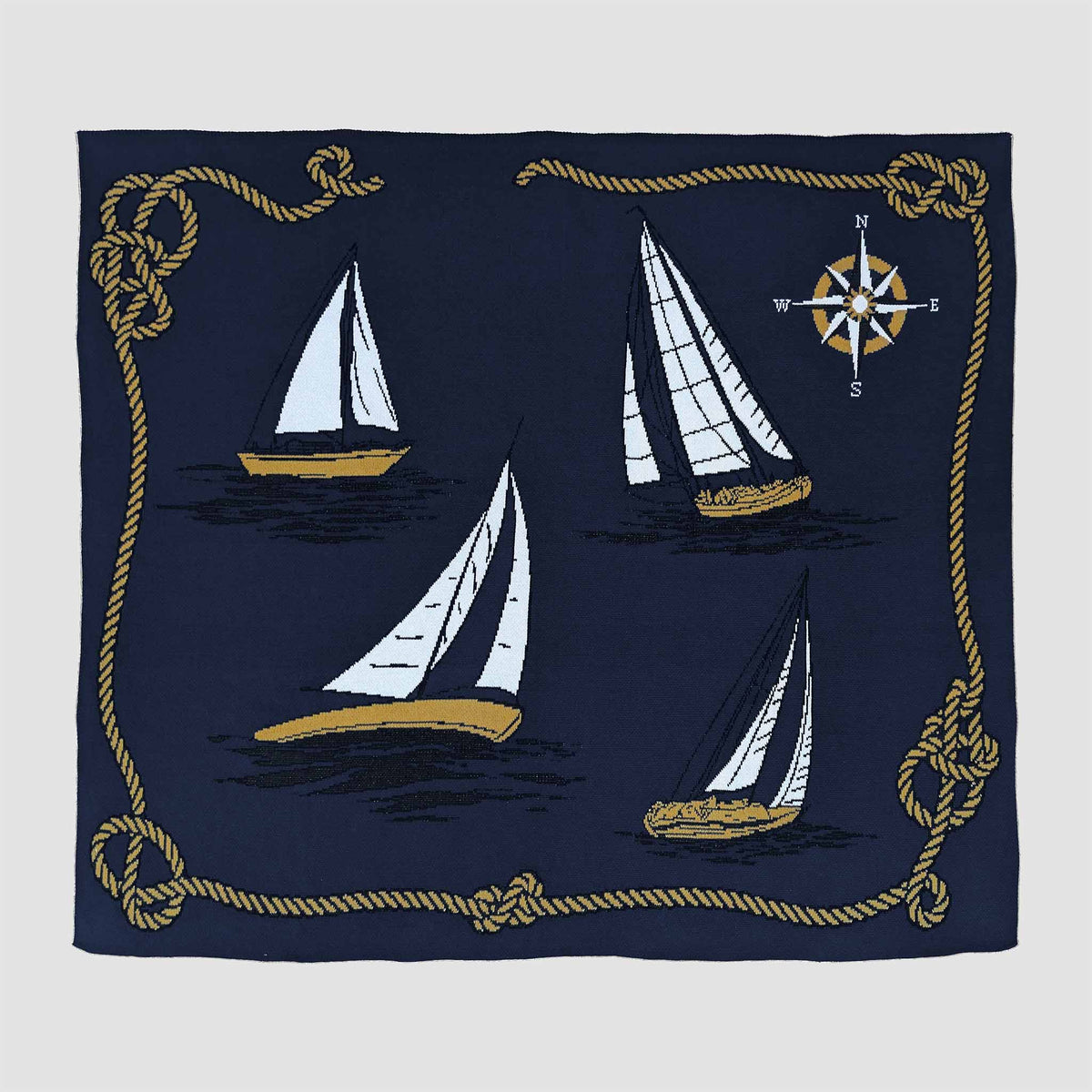 in2green Eco Throw Cotton Sustainable Knit Throw Blanket | Nautical Sailboats 601570194894 BL01NS1