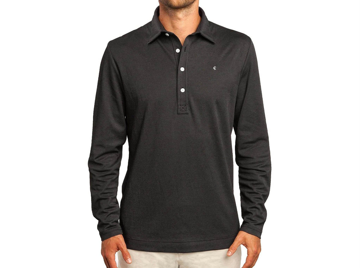 Long Sleeve Range Polo - Black Jacquard