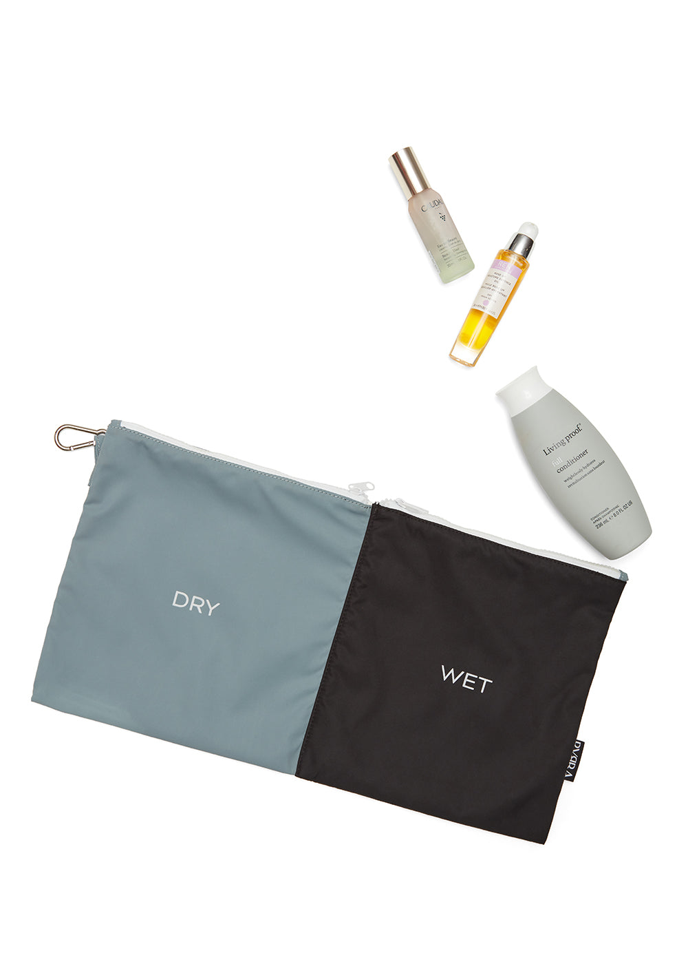 wet and dry pouch with tolietries