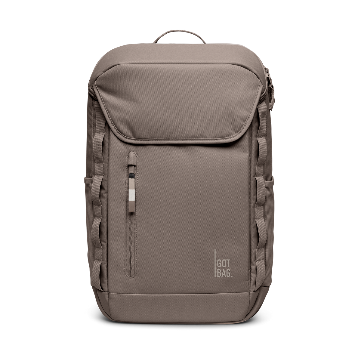 PRO PACK backpack in oyster (Classic Taupe Brown), front view.