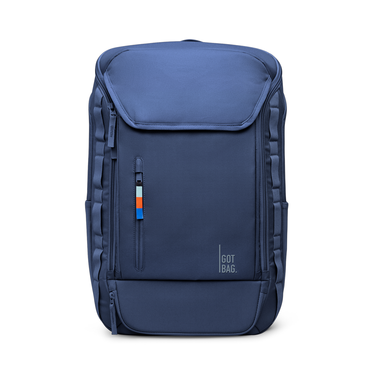 PRO PACK TRAVEL backpack in ocean blue (Navy Blue), studio shot, front view.