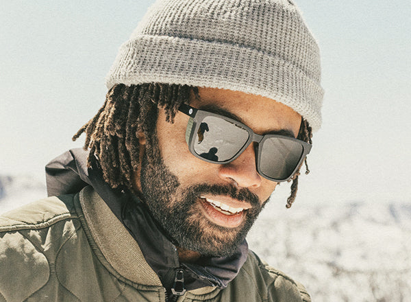 RICH close up of guy wearing sunski couloir sunglasses