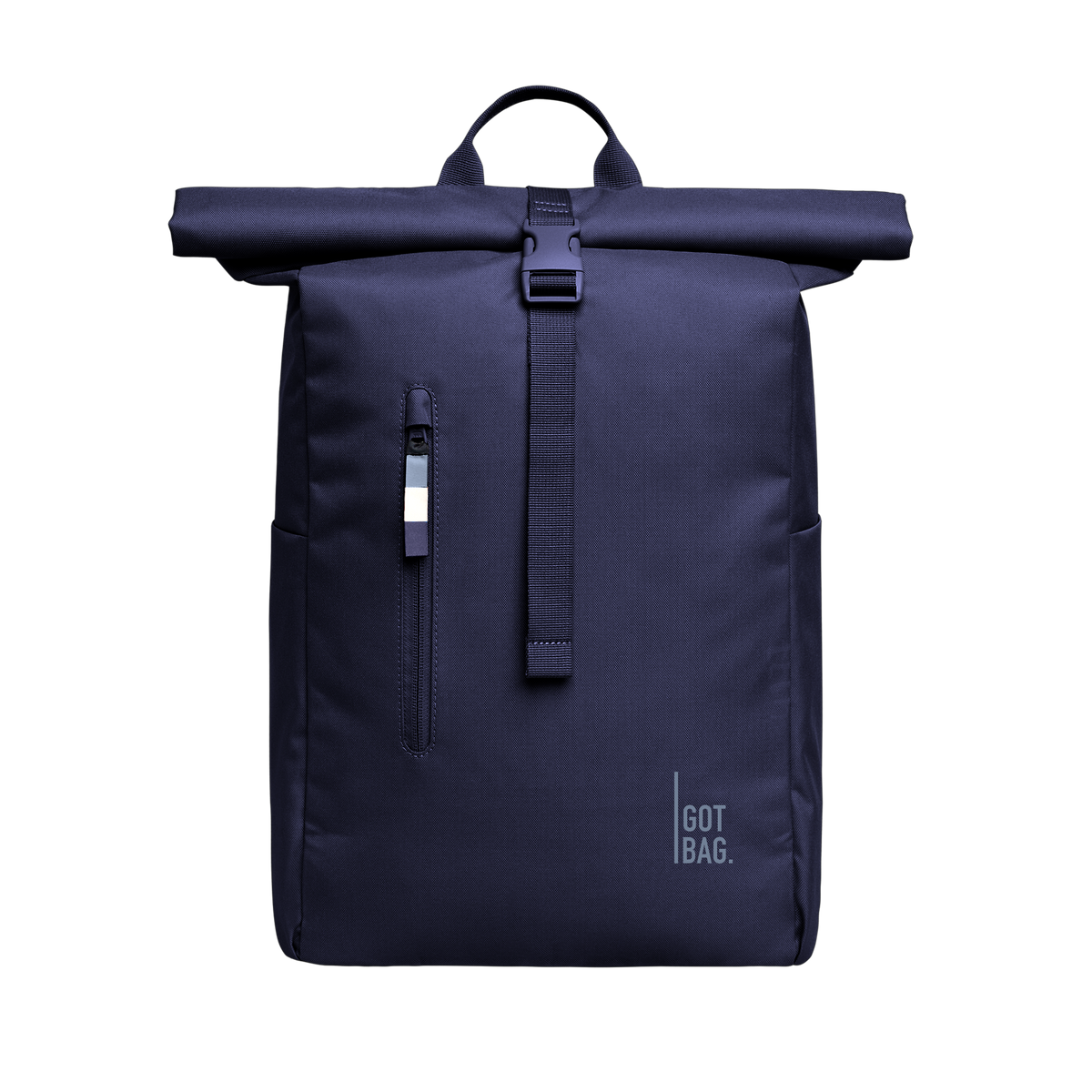 ROLLTOP EASY backpack in tide (Deep Dark Blue with a Purple Undertone), front view.
