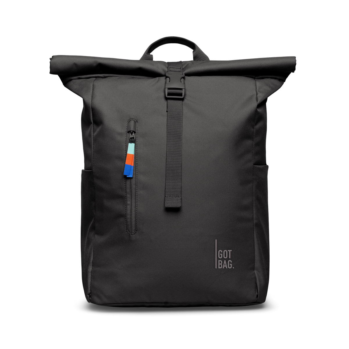 ROLLTOP EASY backpack in mussel (Dark Brown-Gray), front view.