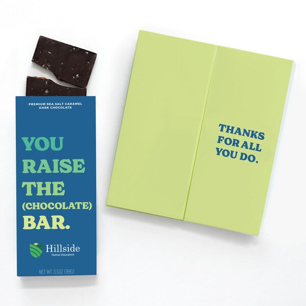 Full-Color Custom Card with Sea Salt Caramel Chocolate Bar