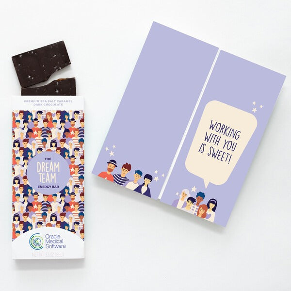 Full-Color Custom Card with Sea Salt Caramel Chocolate Bar