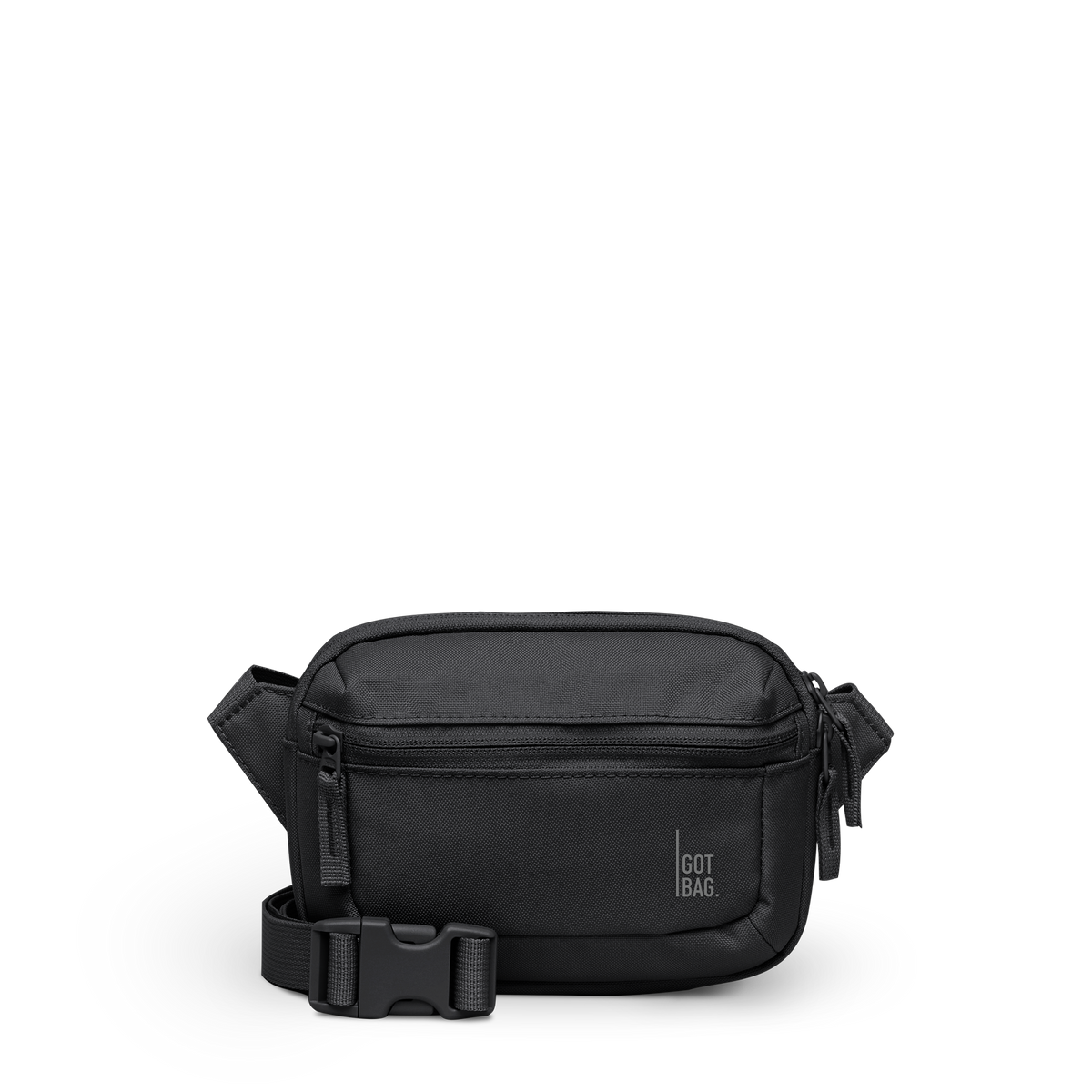 SLING BAG SMALL bag in black (Black), studio shot, front view.