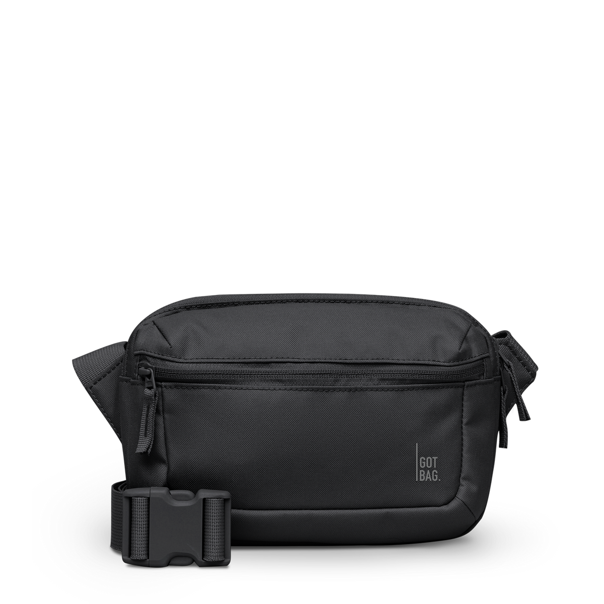 SLING BAG bag in black (Black), studio shot, front view.