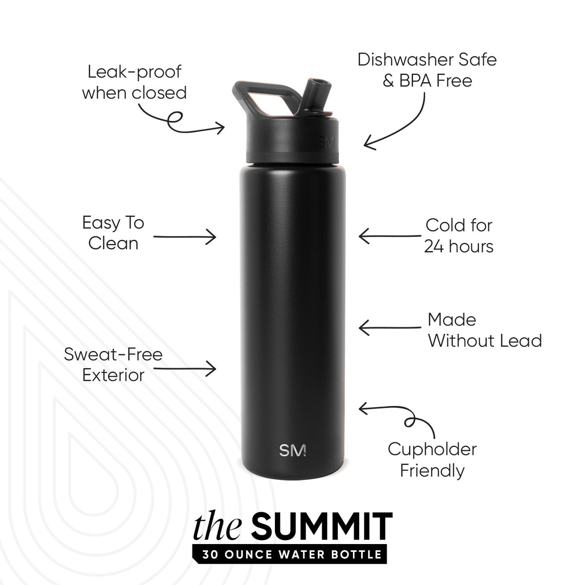 Summit Water Bottle 2.0 - 30oz - Midnight Black