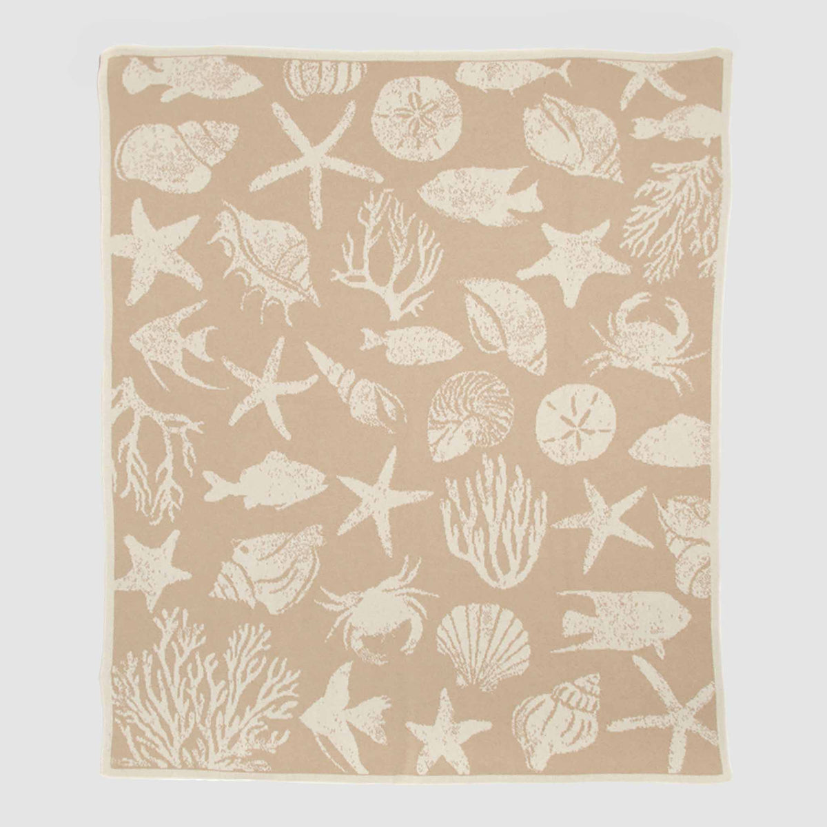 in2green Eco Throw Cotton Sustainable Knit Throw Blanket | Coastal - Sea Life 753275975121 BL01CSL1