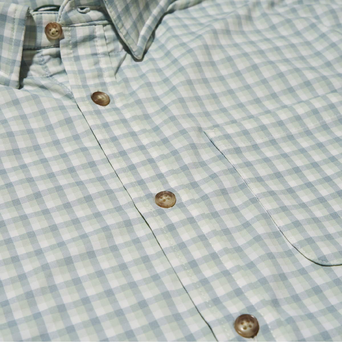 closeup of green grid print