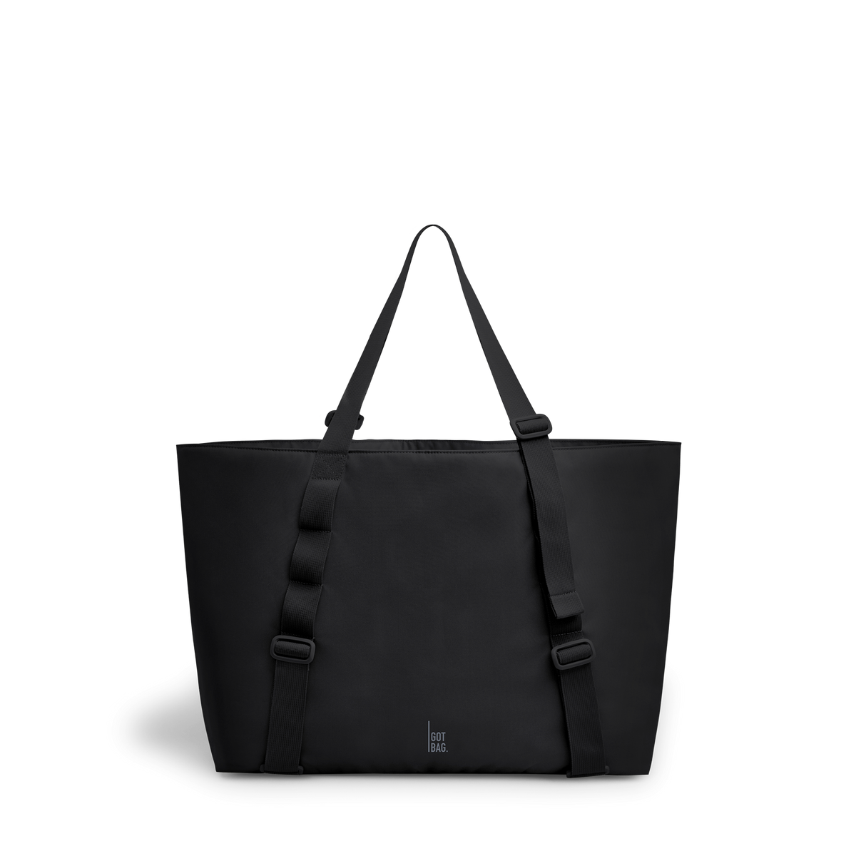 TOTE BAG LARGE bag in black (Black), studio shot, front view.