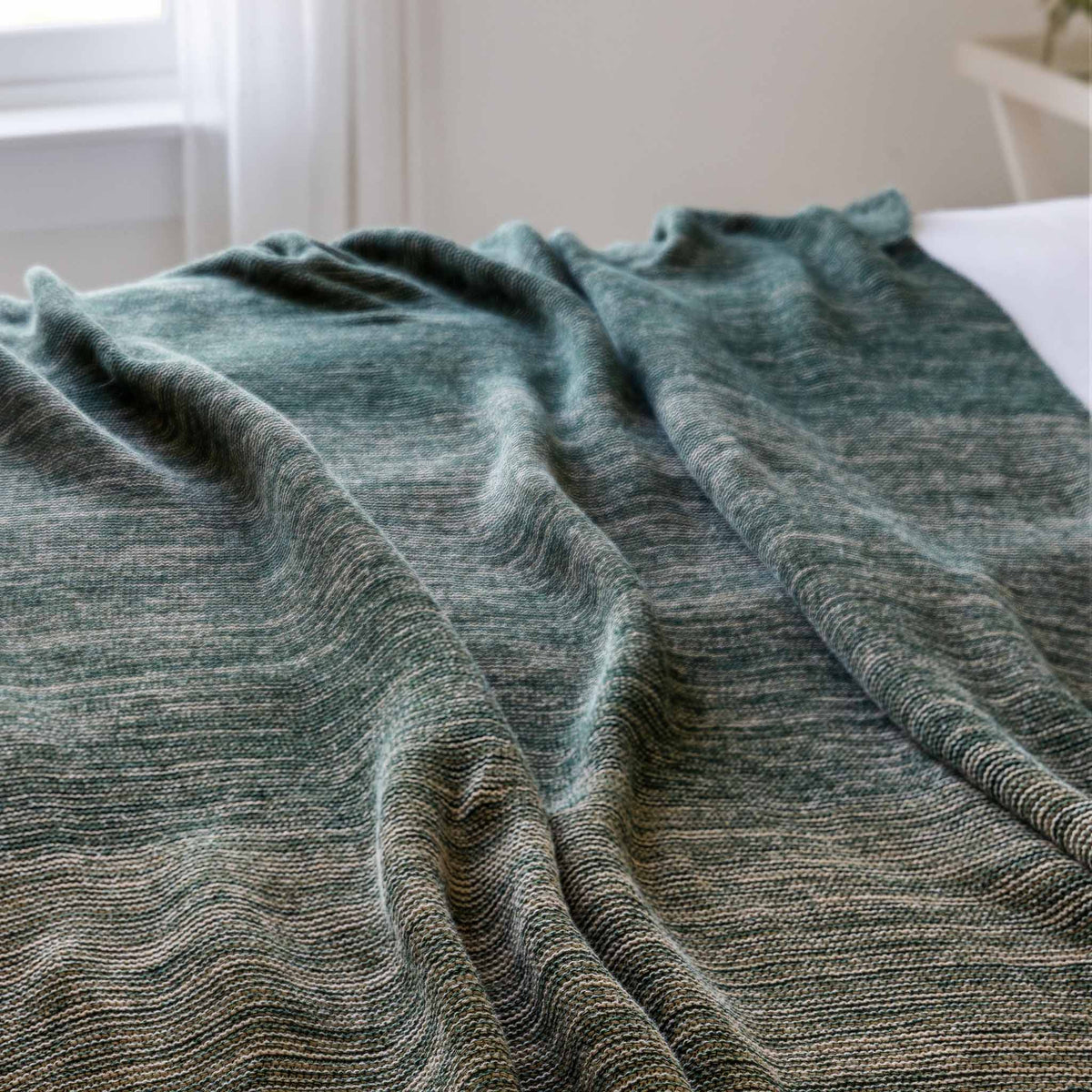 in2green Eco Throw Textured Sustainable Knit Throw Blanket - Textured Ombre