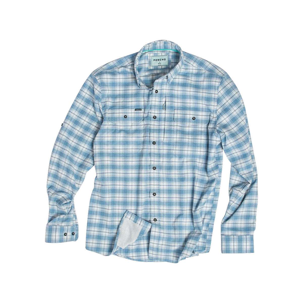 product photo of blue plaid flannel front