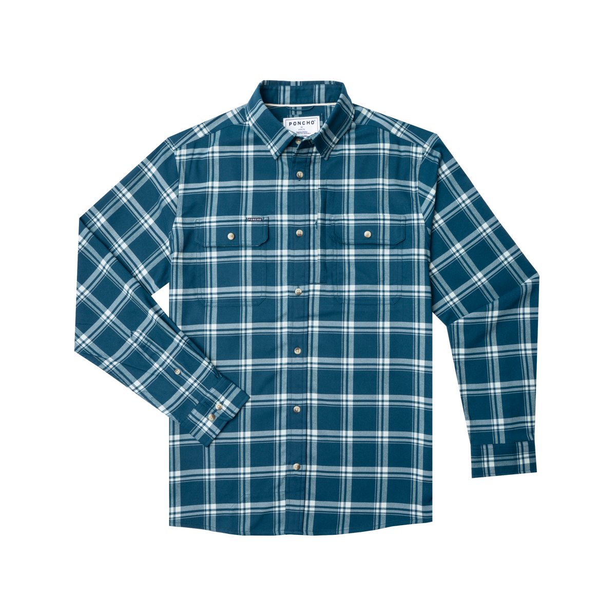 product photo of blue and white plaid flannel front