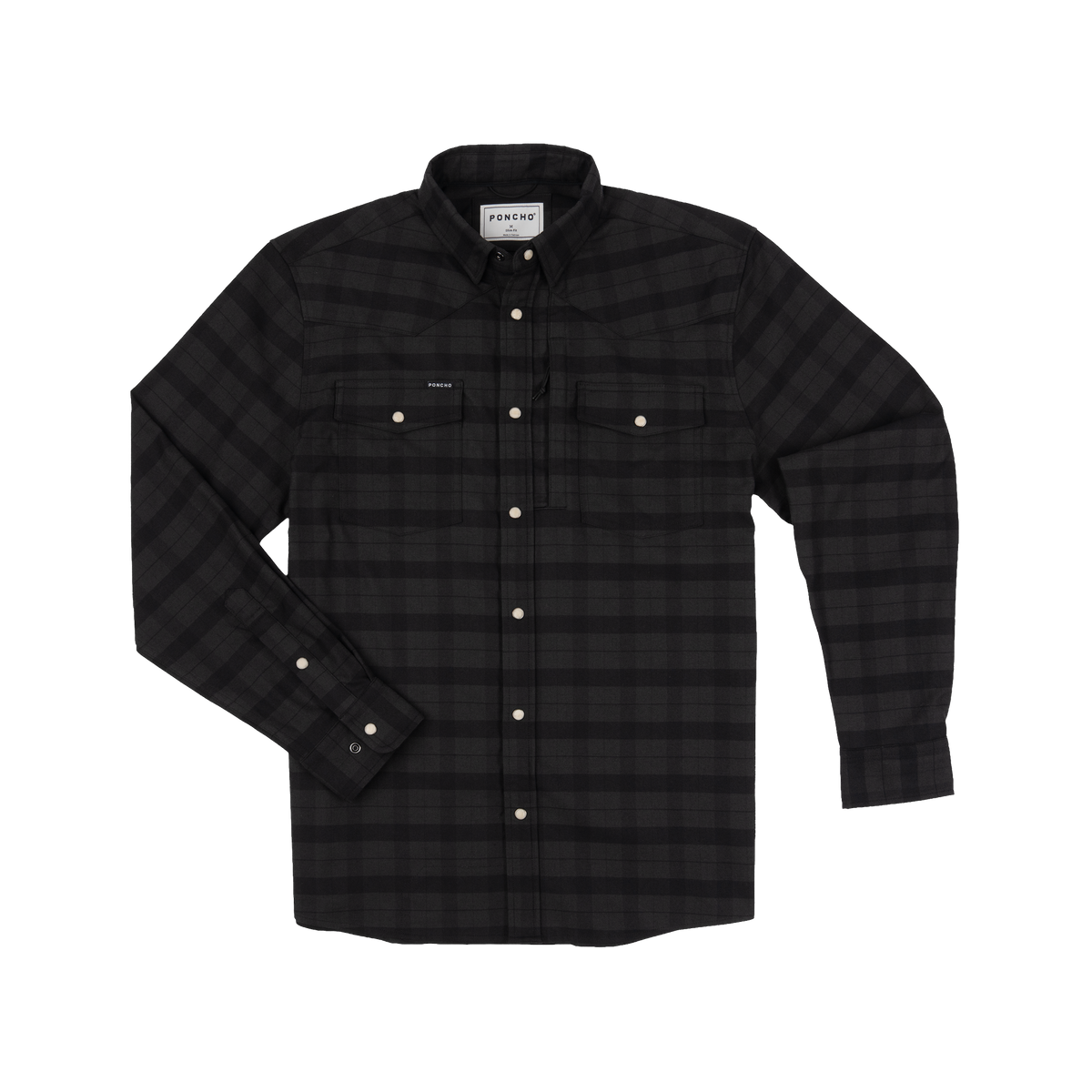 The North Rim dark charcoal plaid long sleeve outdoor shirt with chest pockets and button cuffs