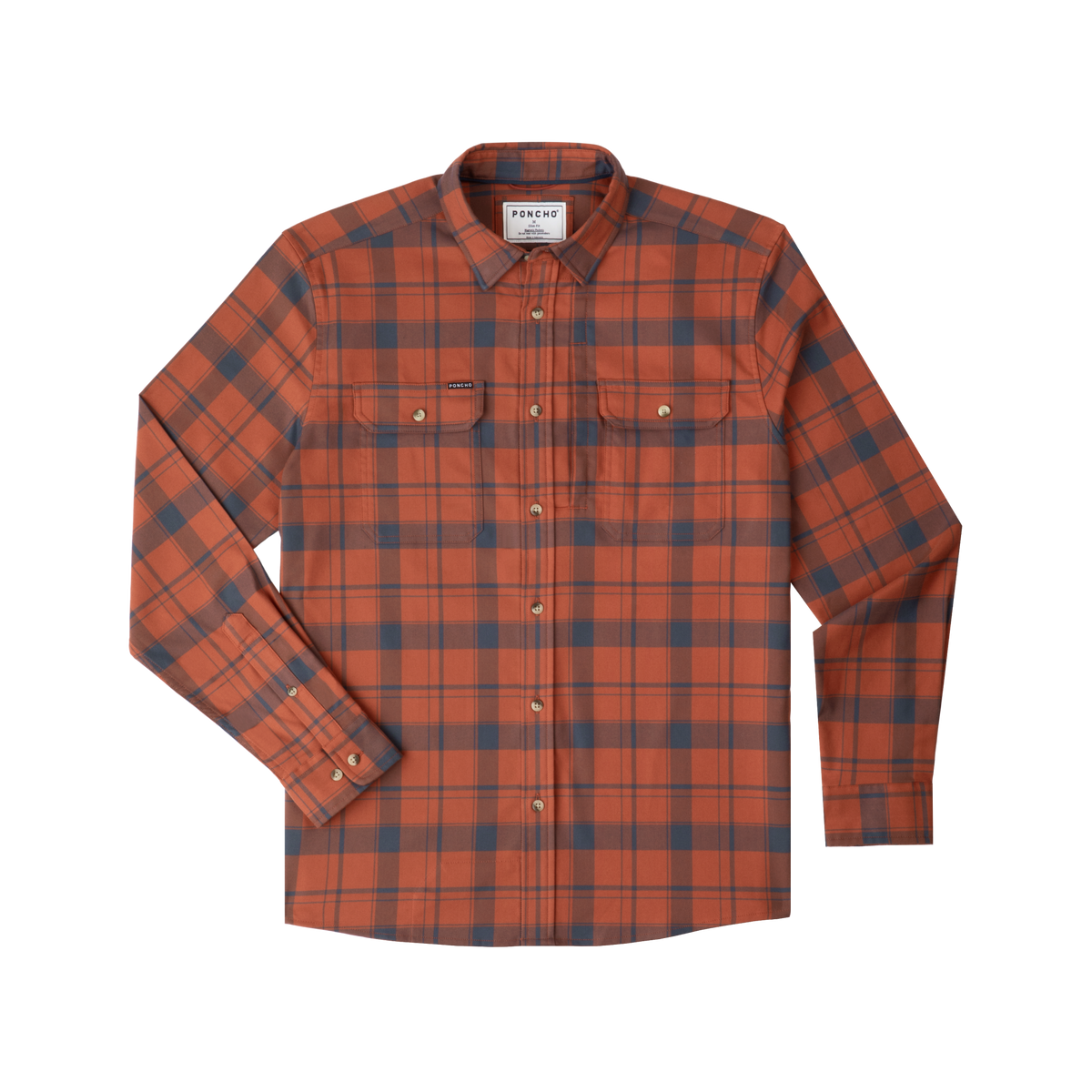 product photo of red and navy plaid flannel front